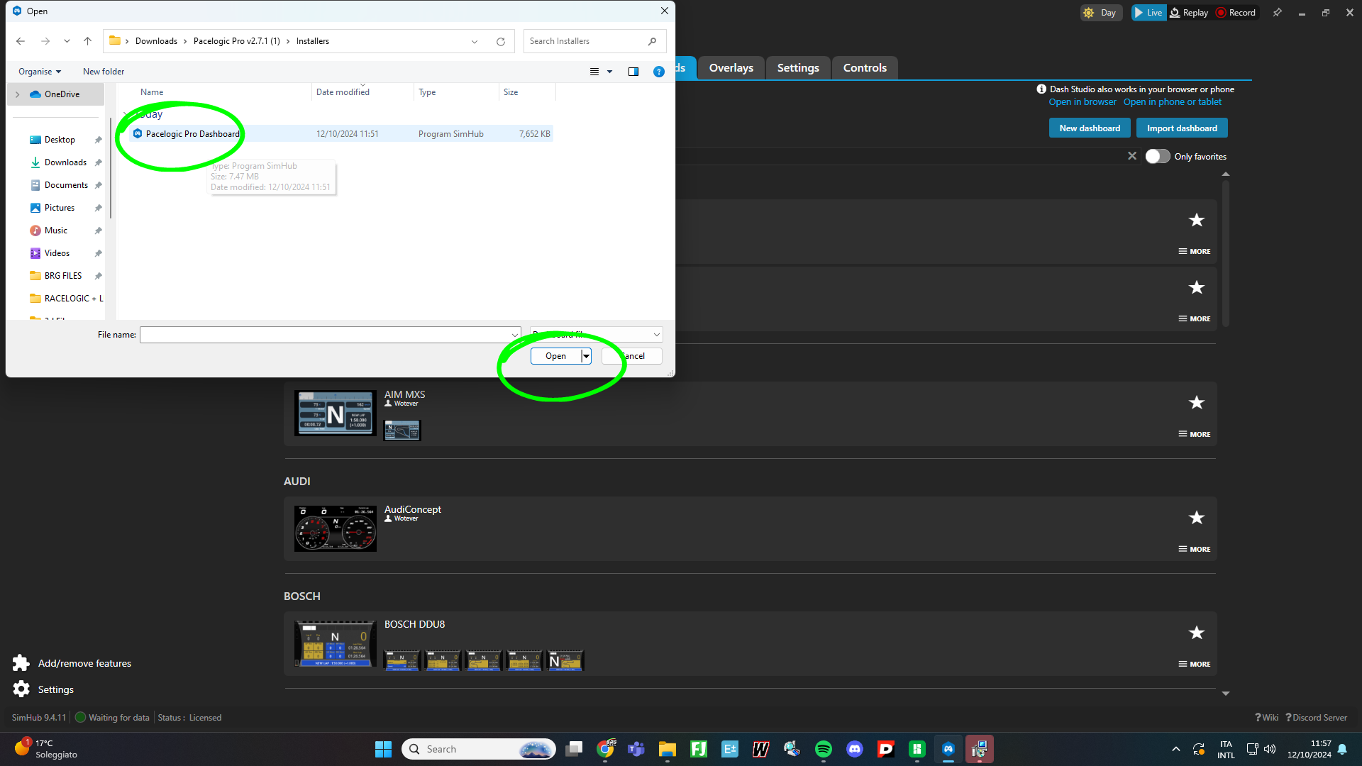 Earlier Racelogic interface reference