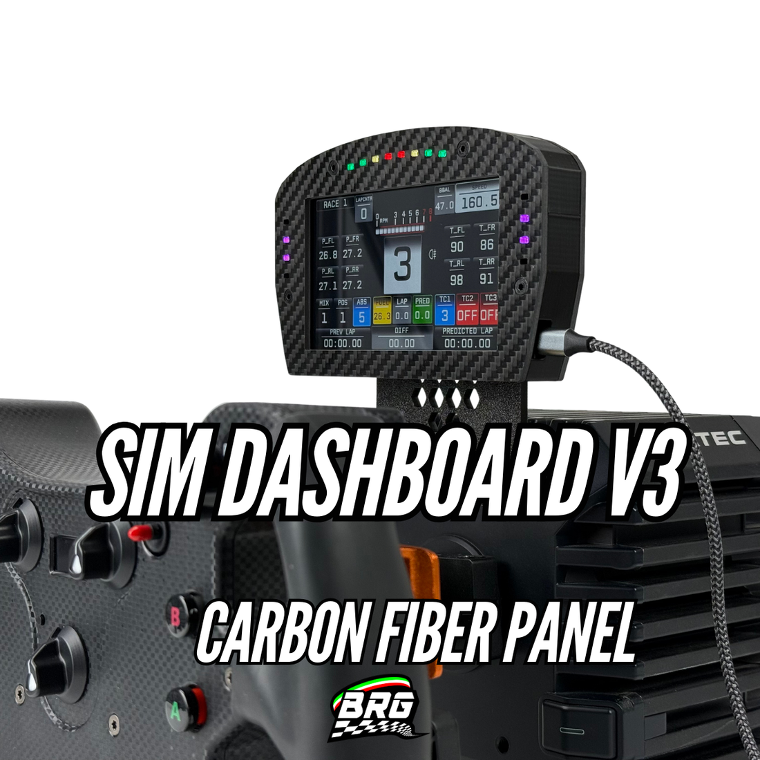 BRG Simracing Dashboard Ferrari 296 V3 – 5-Inch Screen, 16 LEDs, Plug and Play