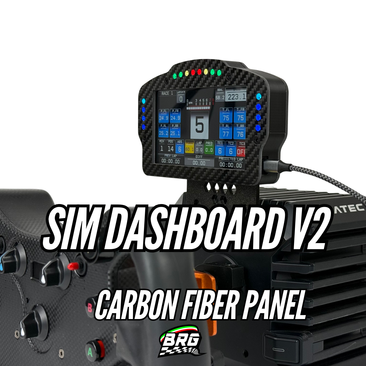 BRG Simracing Dashboard Porsche V2 – 5-Inch Screen, 16 LEDs, Plug and Play
