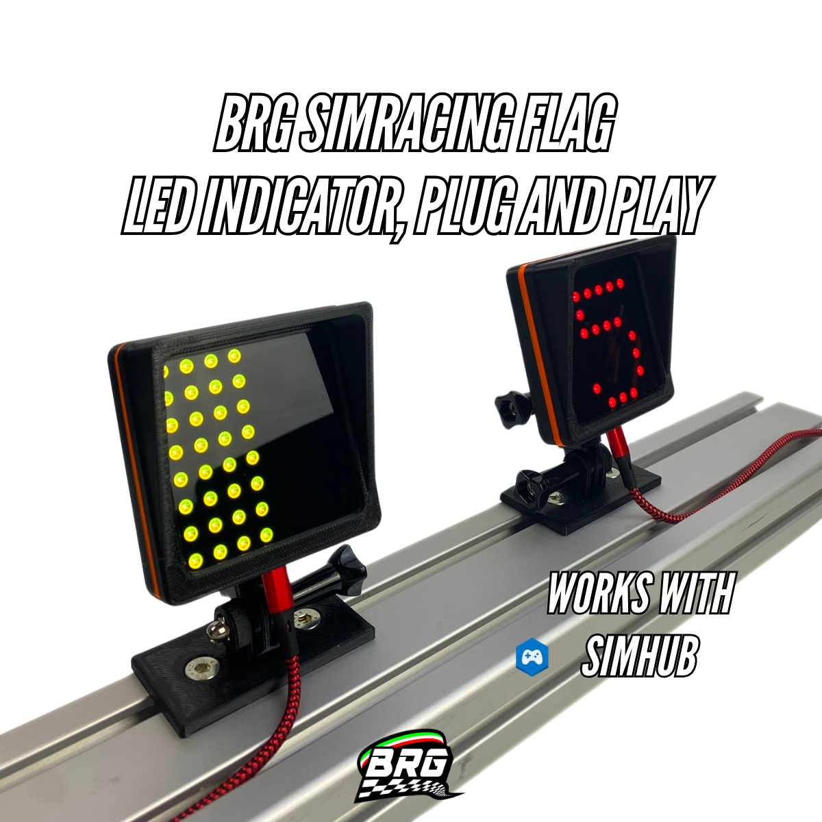 BRG Simracing Led Flag Indicator, 64 Led, Plug and Play