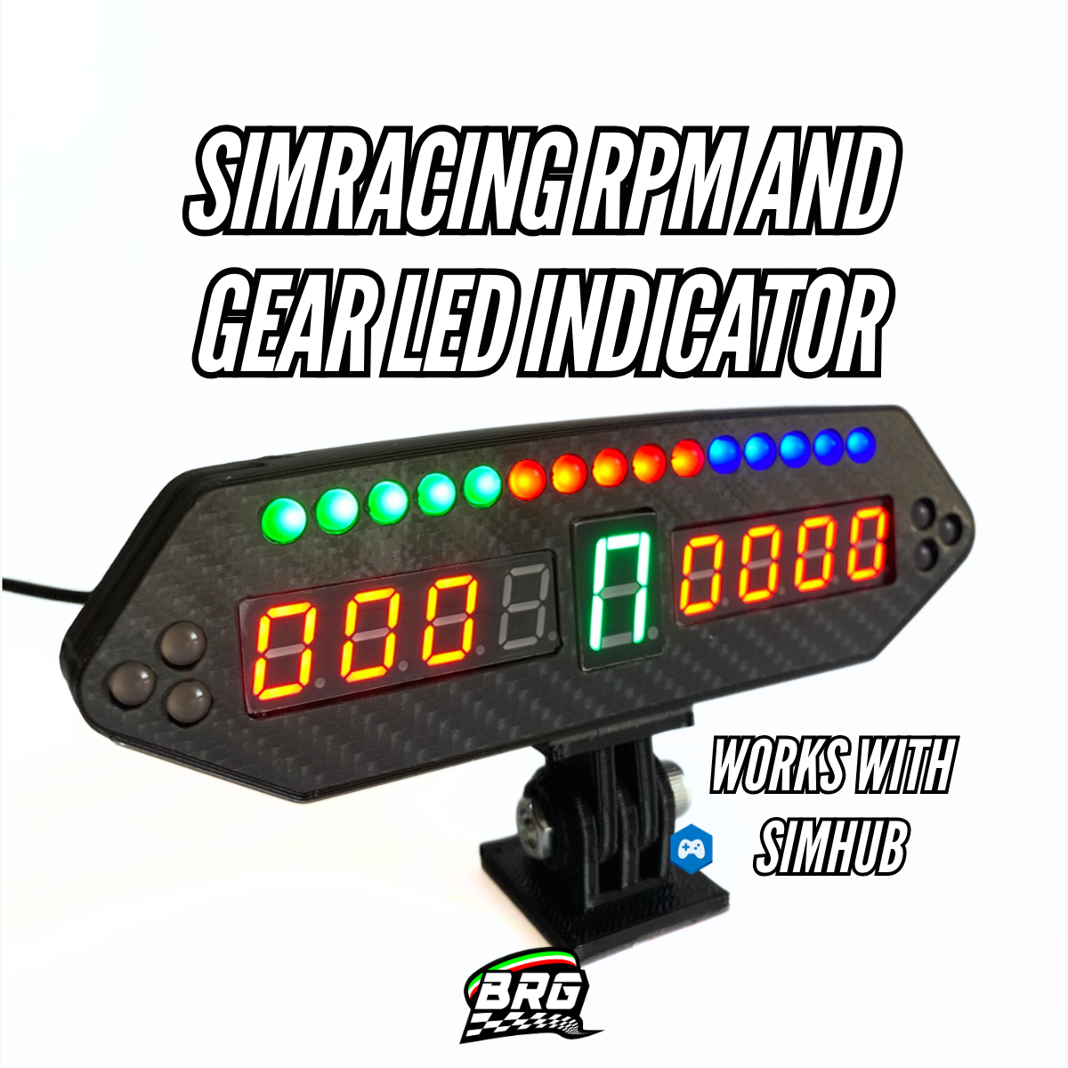 BRG Simracing Led Flag, Gear, Rpm And Speed Indicator, Plug and Play