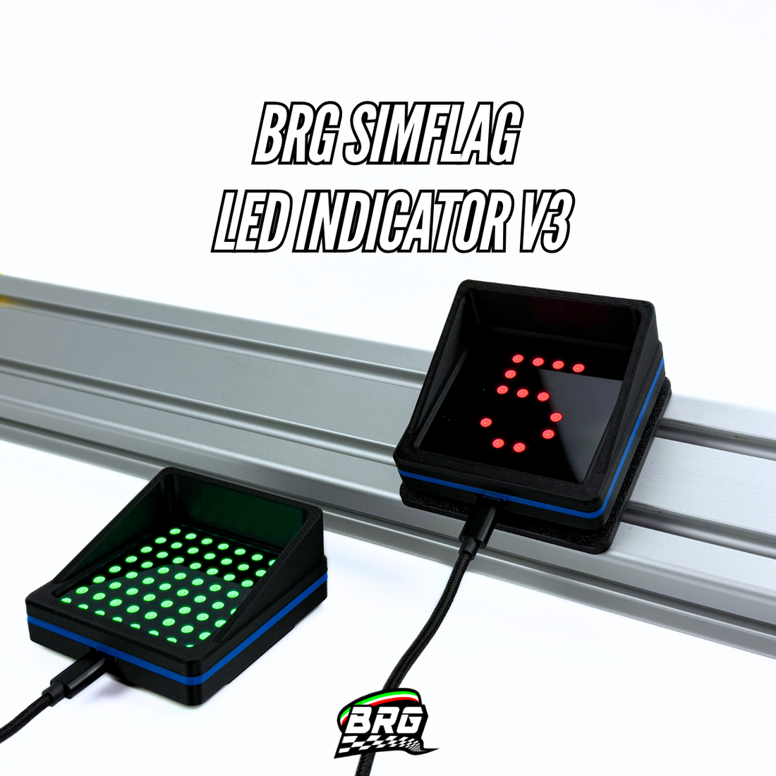 BRG Simracing V3 LED Flag Indicator, 64 LED, Plug and Play