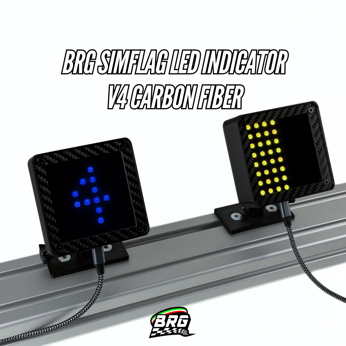 BRG Simracing V4 LED Flag Indicator, 64 LED, Plug and Play