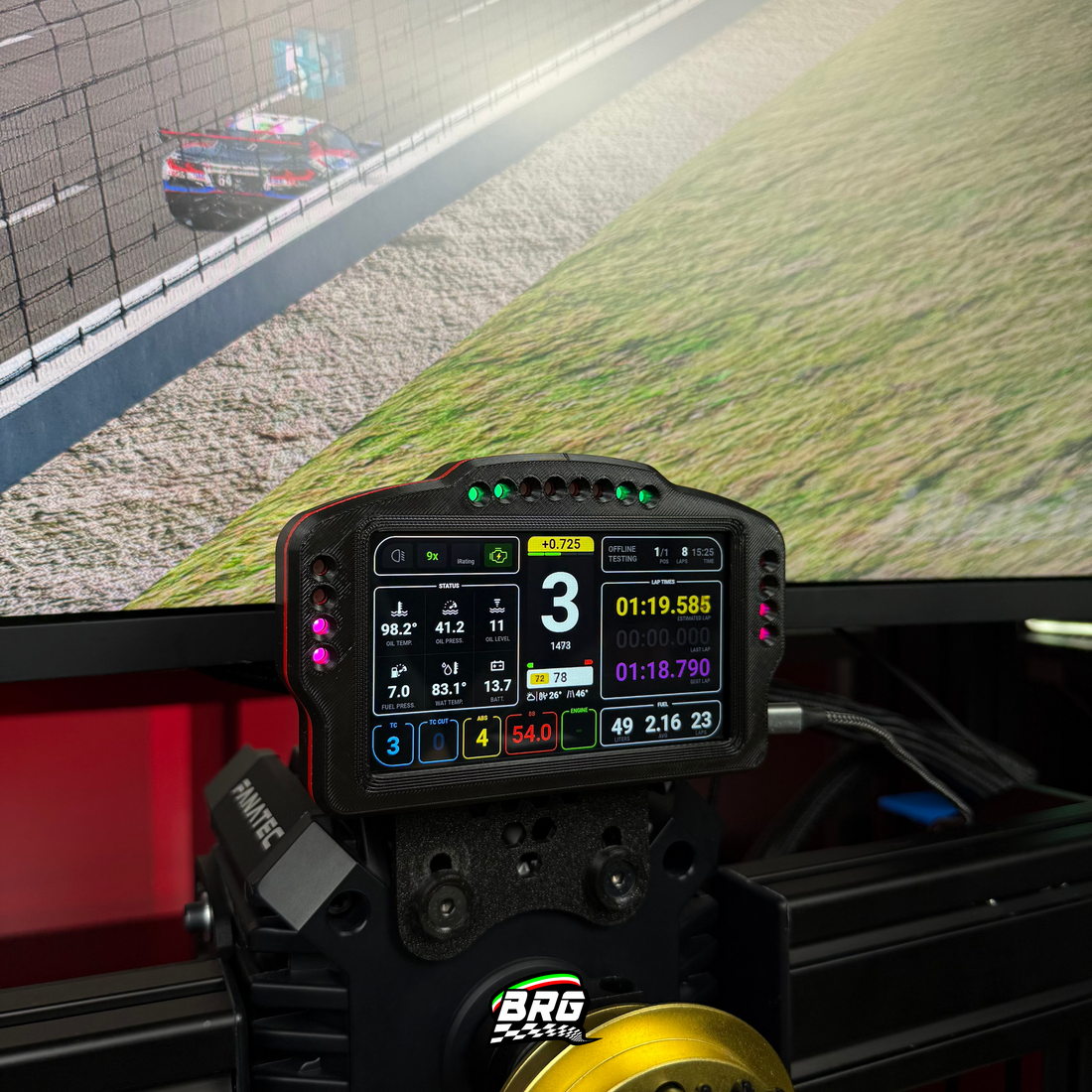 BRG Simracing Dashboard Classic Version, 5-Inch Screen, 16 LEDs, Plug and Play