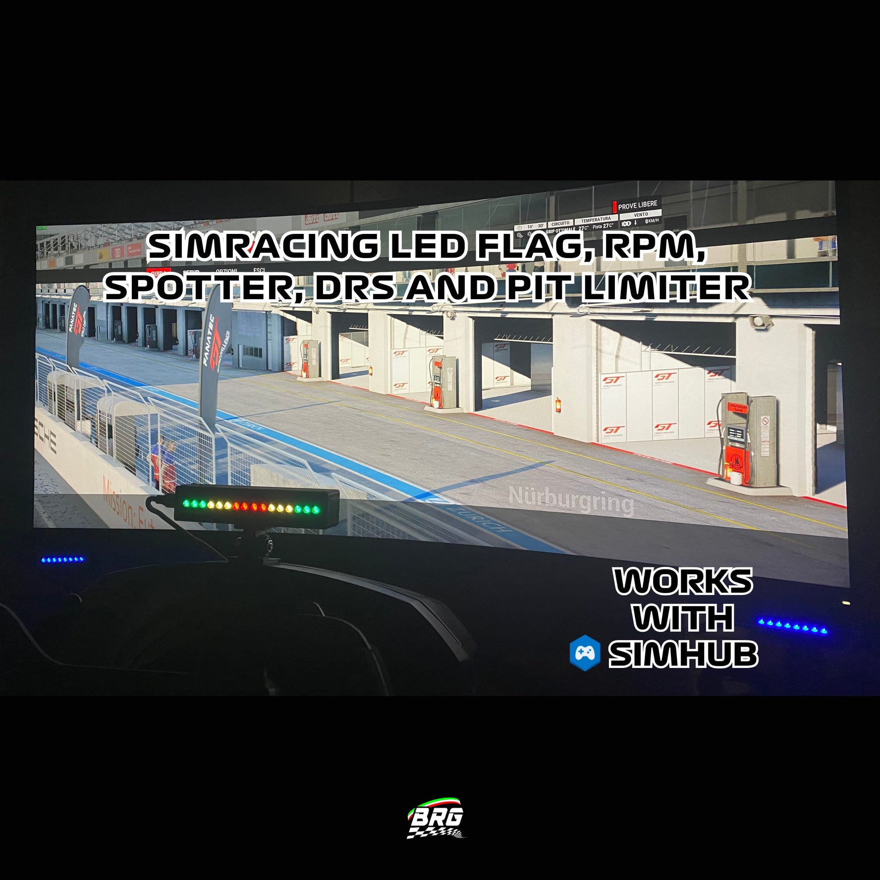 BRG Simracing Led Rpm Flag,Rpm, Spotter and DRS, Plug and Play