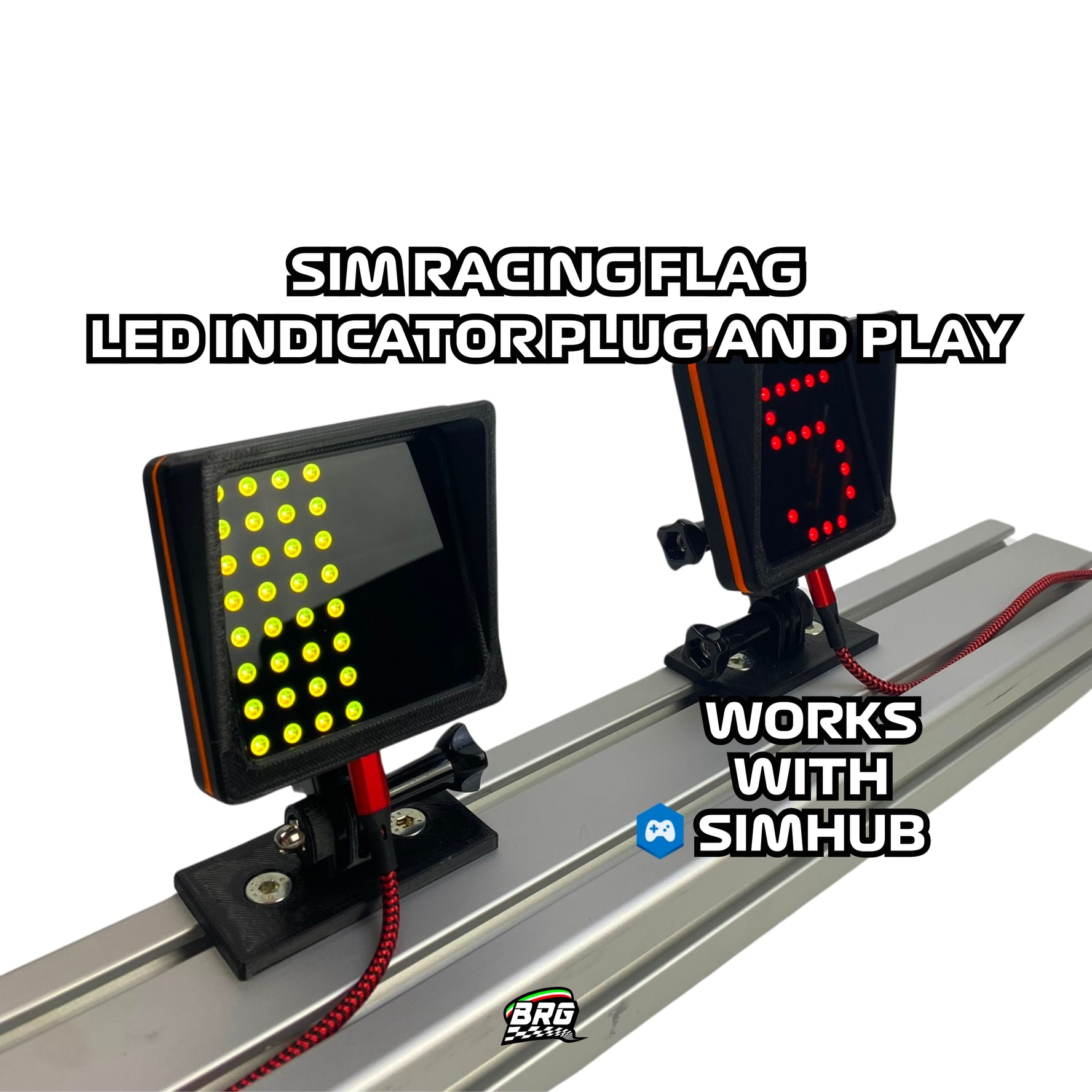 BRG Simracing Led Flag Indicator, 64 Led, Plug and Play