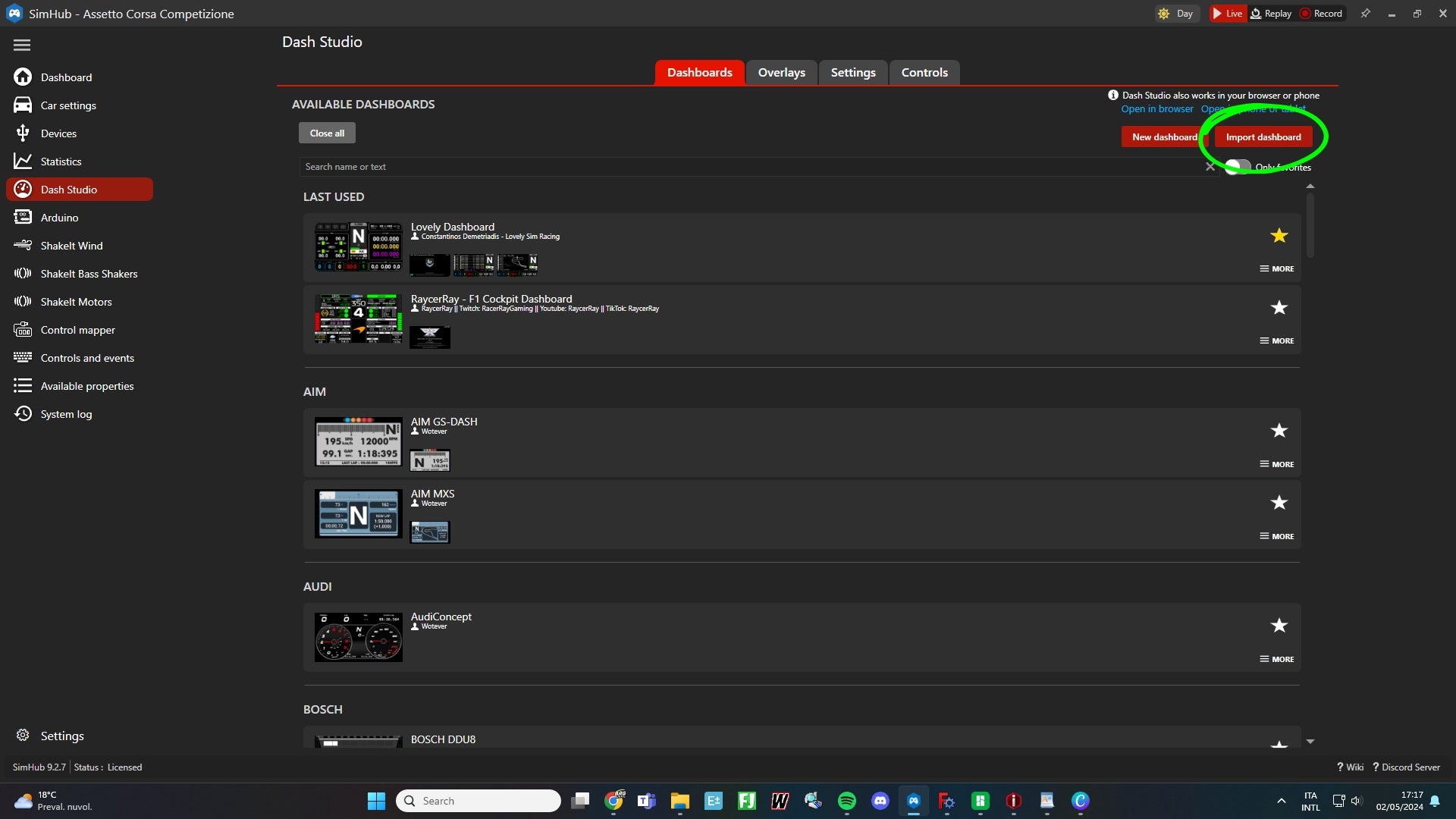 Earlier Lovely interface reference