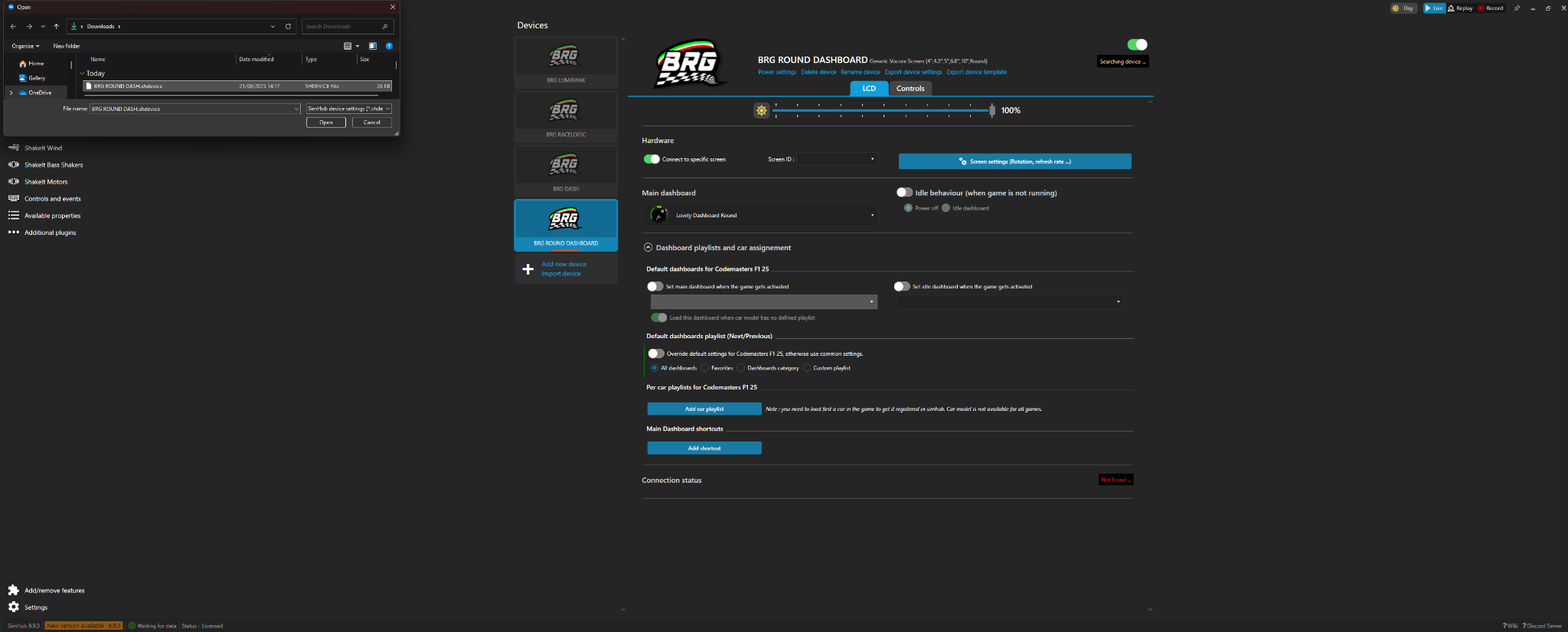 Select the BRG device file