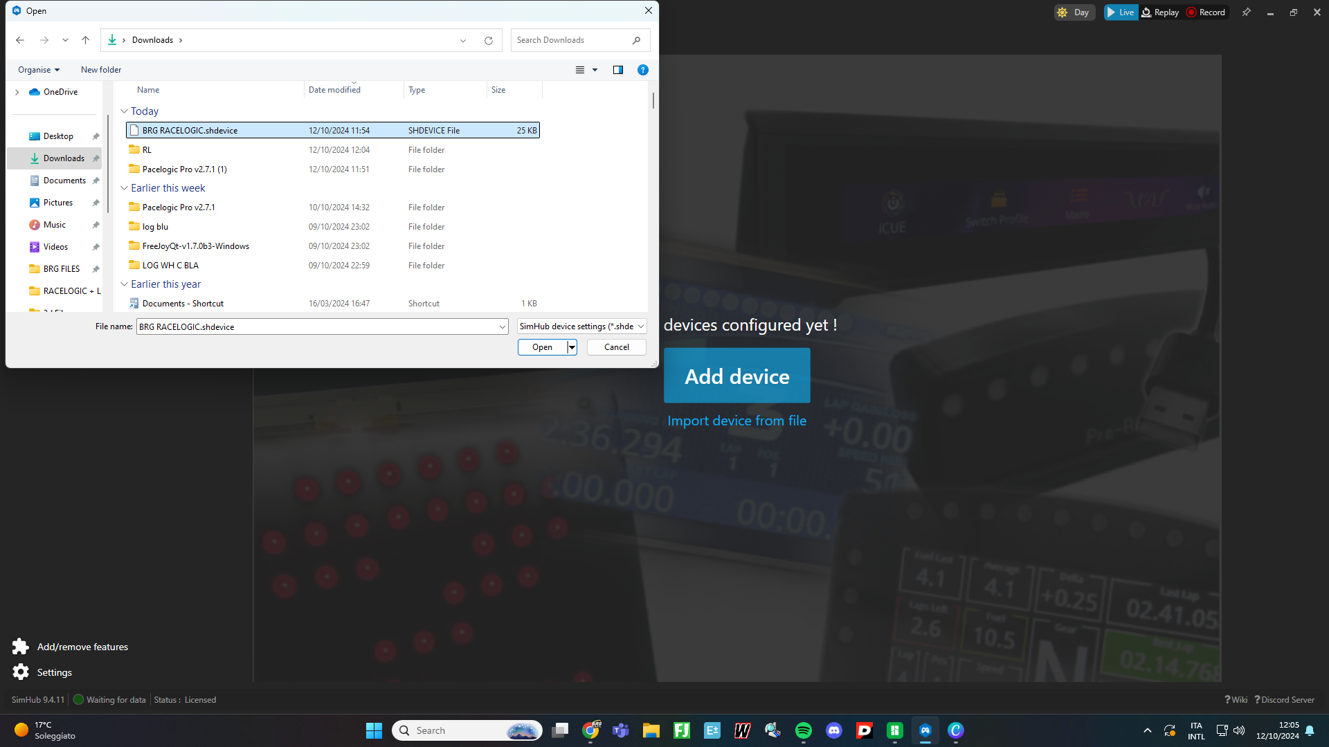 Import the device file