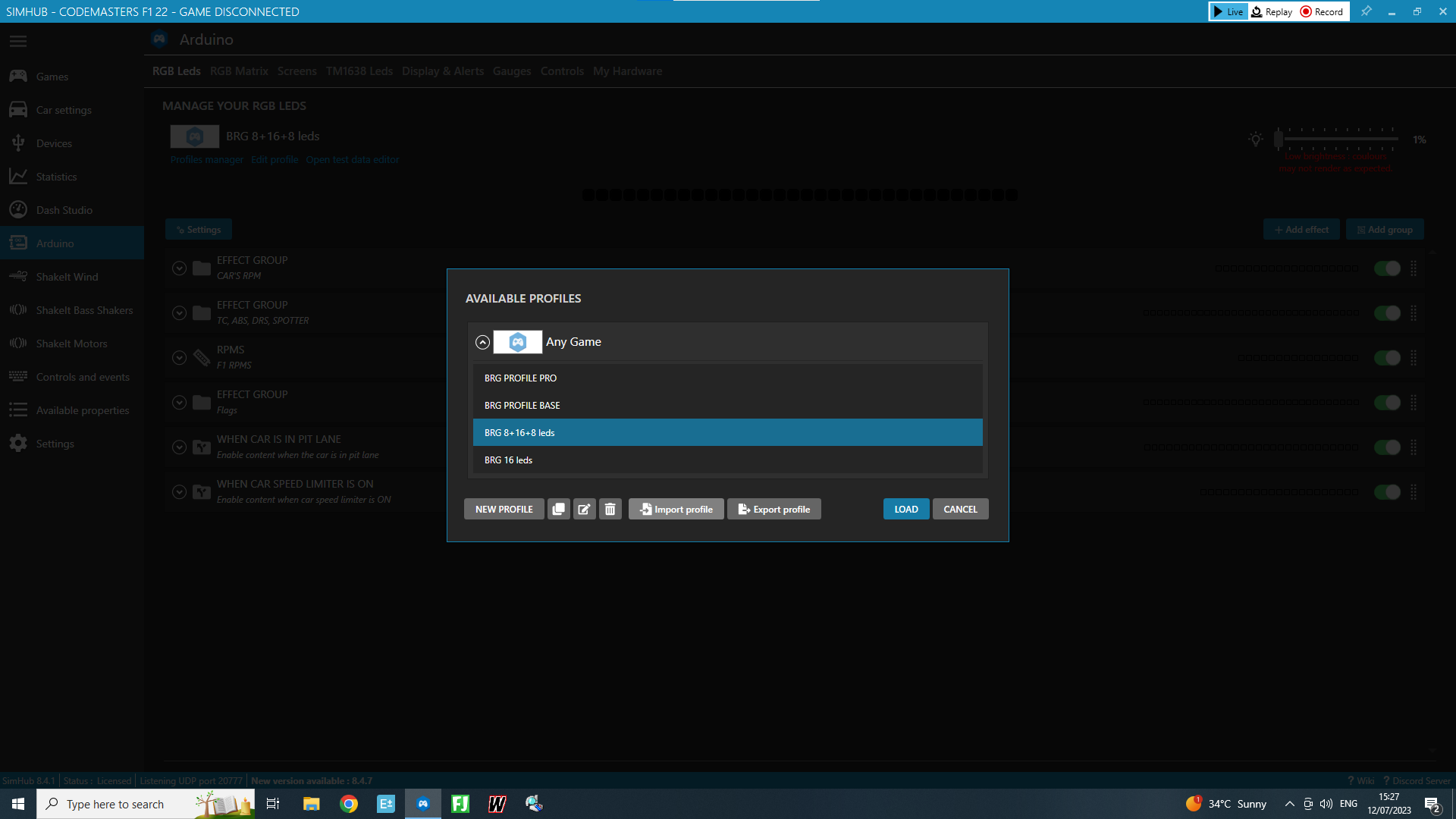 Import the profile