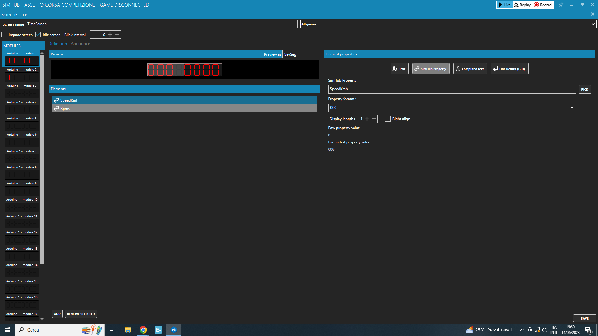 Configure the screens