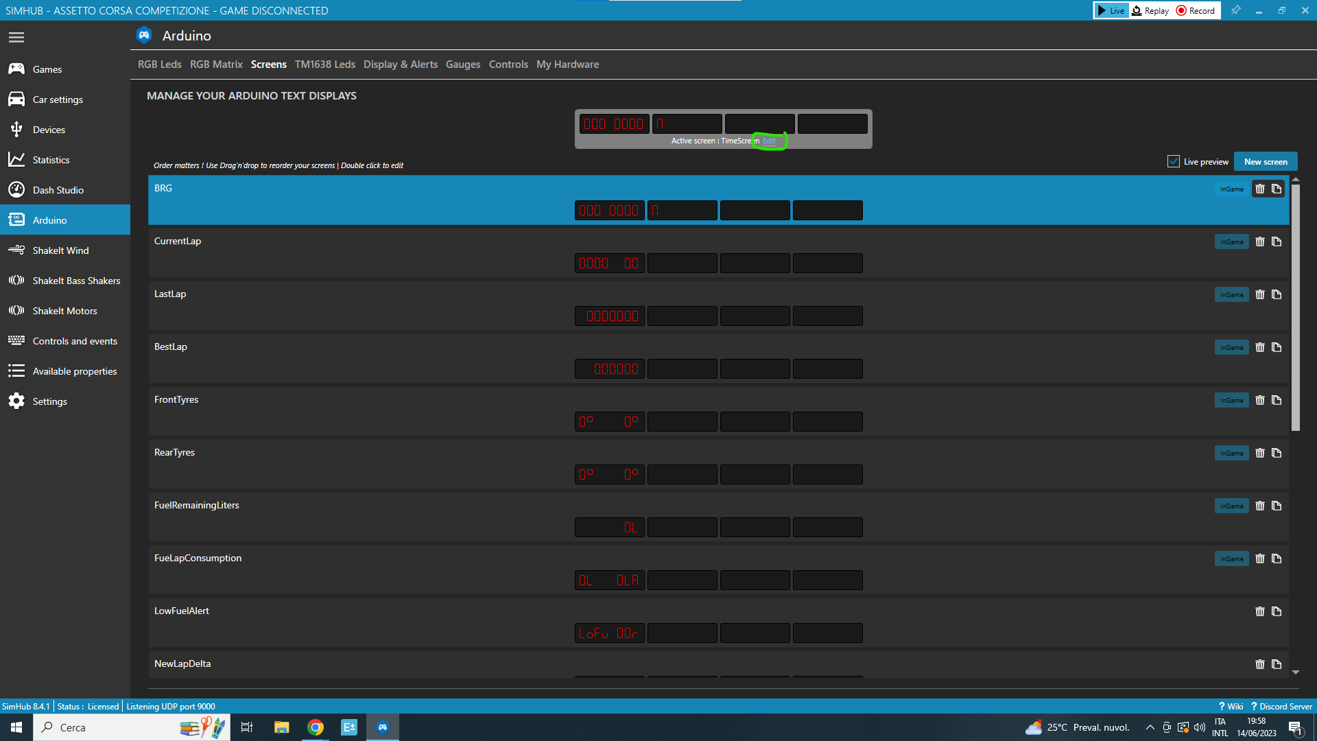 Open the screen editor