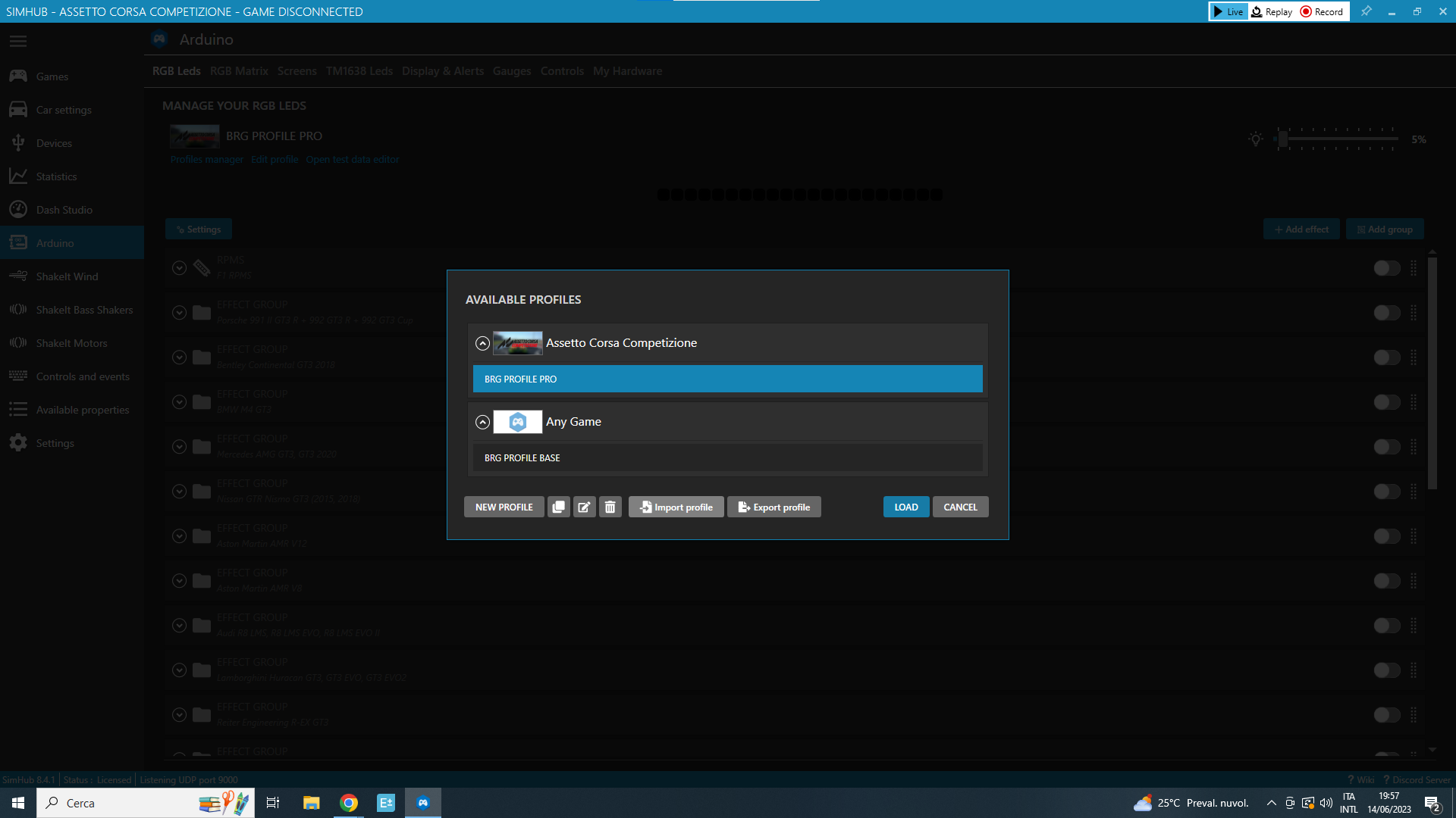 Import the profile