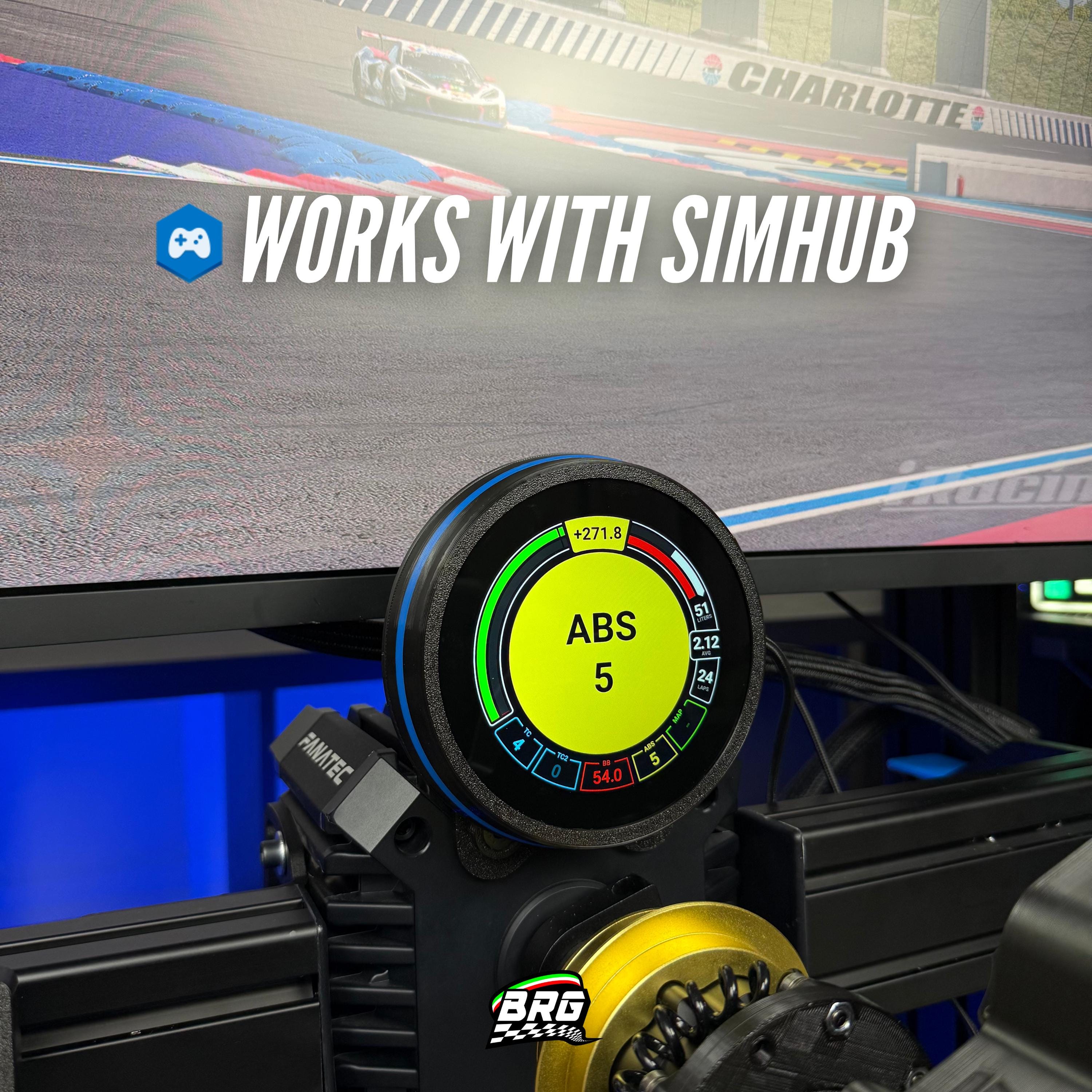 BRG Simracing Round Dashboard 3.4 Inch Screen – Compact Design, 16 LED